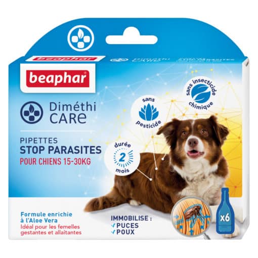 DiméthiCARE, pipettes stop-puces pour chien (15-30kg) - 6 x 3 ml
